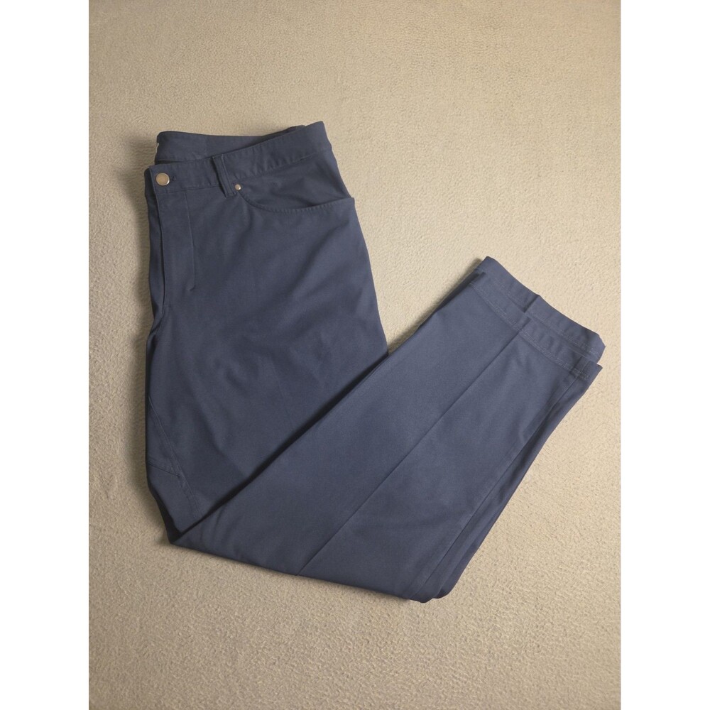 LULULEMON ABC Warpstreme Mens Pants Size 38Wx30 Navy Blue 5-Pocket Chino EUC